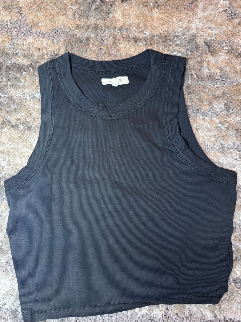 Madewell Black/ Charcoal Ribbed Tank Top
